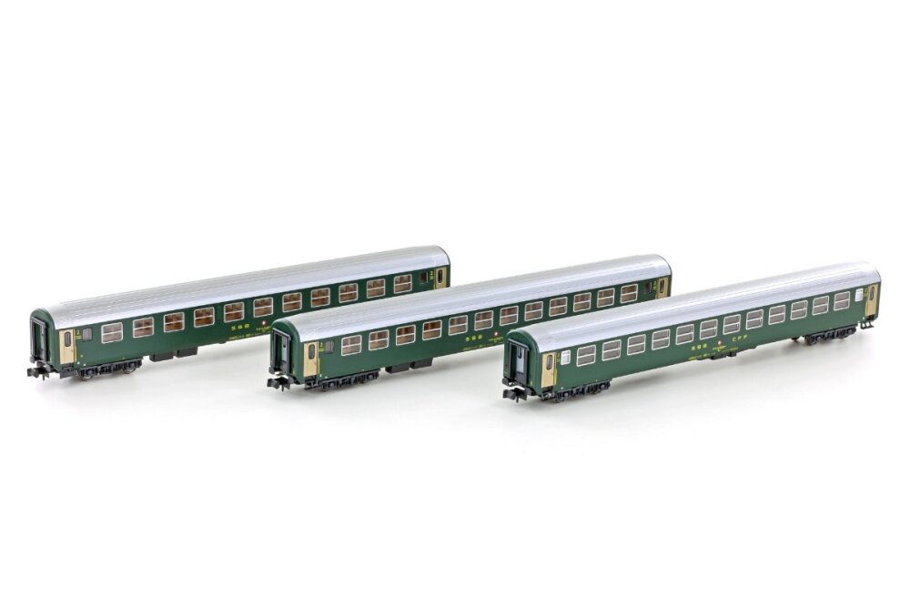 Kato N 3er Set RIC Personenwagen Bm, 2.Kl. SBB, Ep.IV-V...
