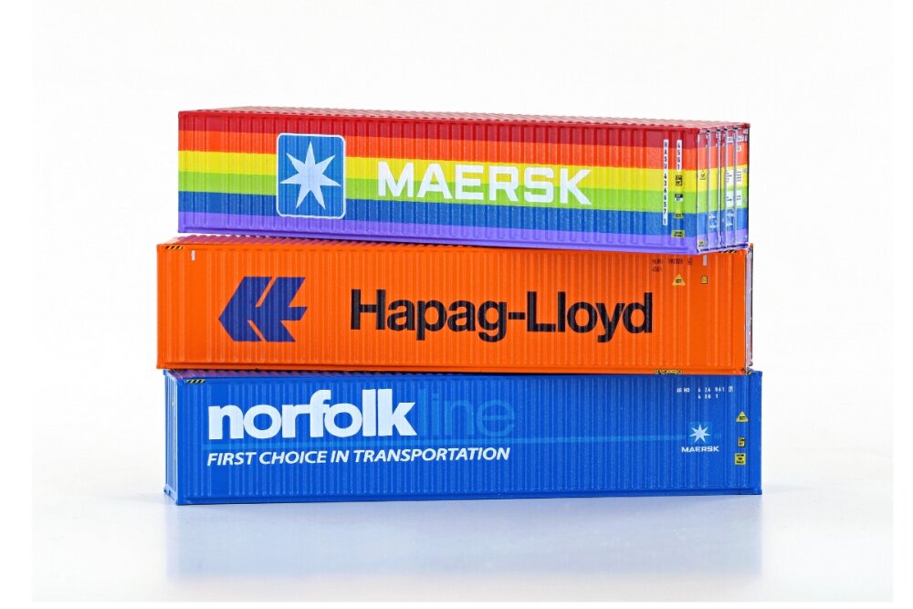 Hobbytrain 3er Set 40´Container Spur N Hapag-Lloyd Maersk Norfolk