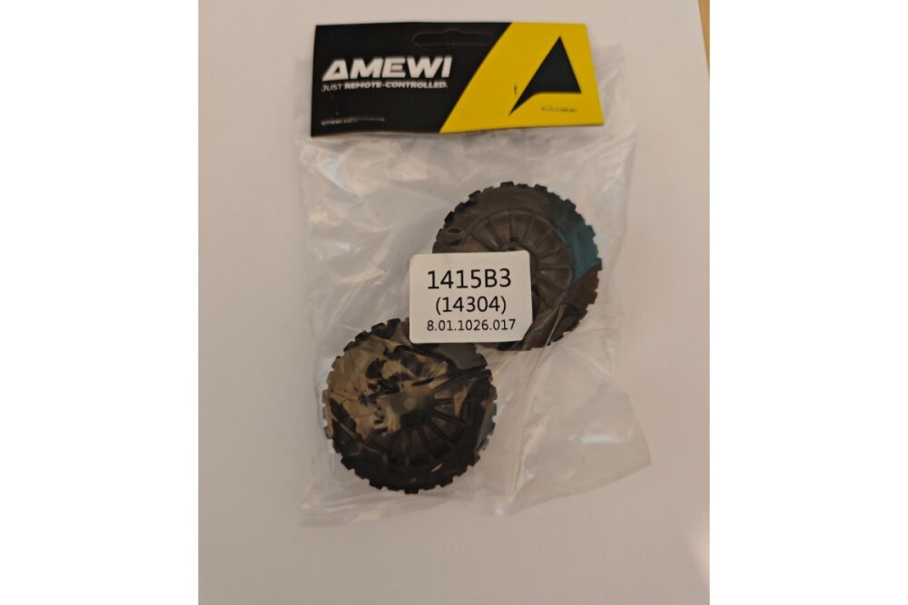 AMEWI 012-1415B3 Kompletträder Set 2 Hyper Go VW Polo 1:14, 2 Stück
