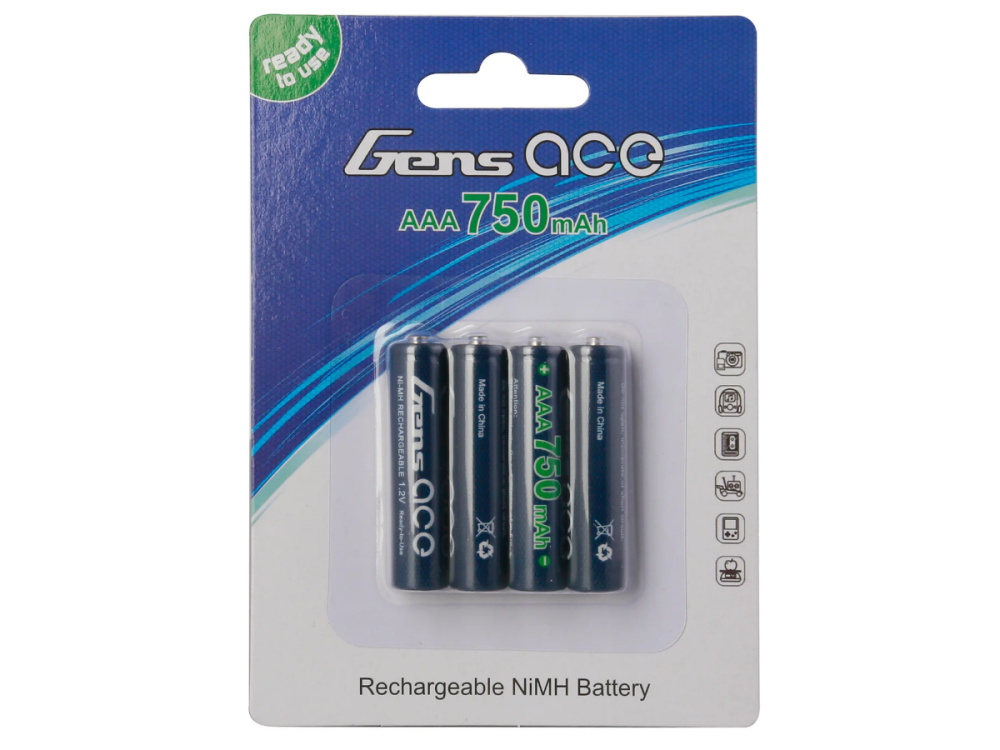 Gens Ace AAA NiMH Akku 750mAh 1,2V – 4 Stück für Mini-Z