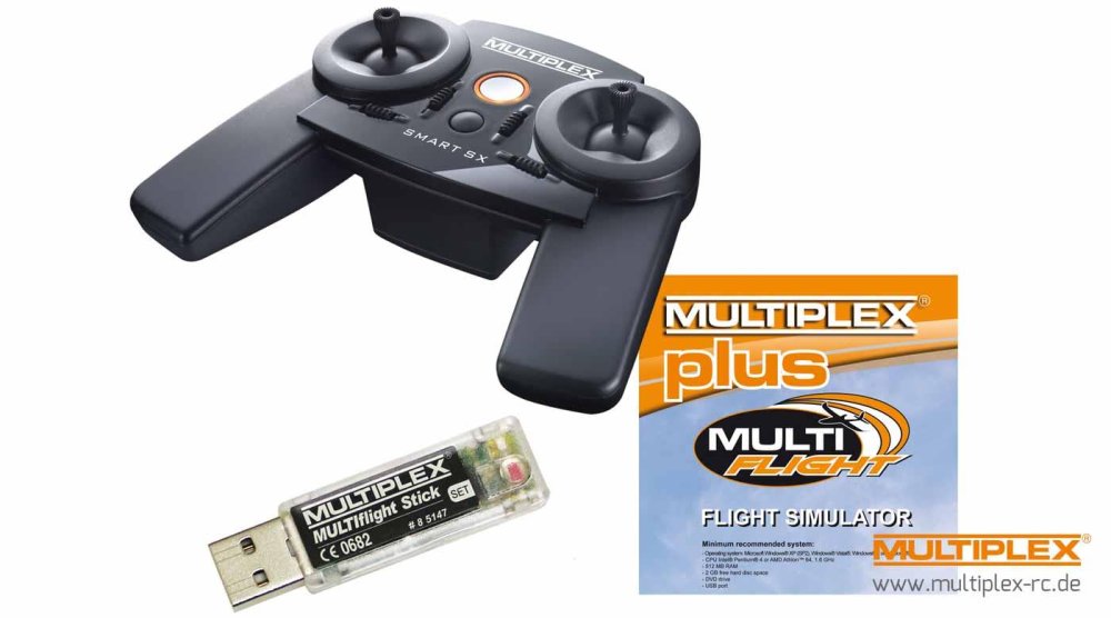 Multiplex MULTIflight PLUS Set mit SMART SX 6 Mode 2/4 Flugsimulator
