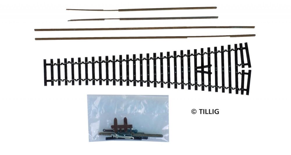 Tillig 83426 TT Flexsteg BW 15°, Bausatz brüniert
