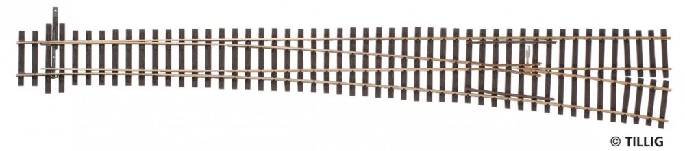Tillig H0 Elite 85326 Weiche rechts, Herzstückwinkel 7°, Länge 361mm