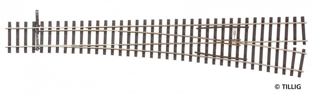 Tillig H0 Elite 85353 Weiche rechts, Herzstückwinkel 9°, Länge 284 mm