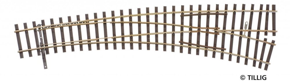 Tillig H0 Elite 85363 Innenbogenweiche rechts 15°/30°, Herzstückwinkel 11°